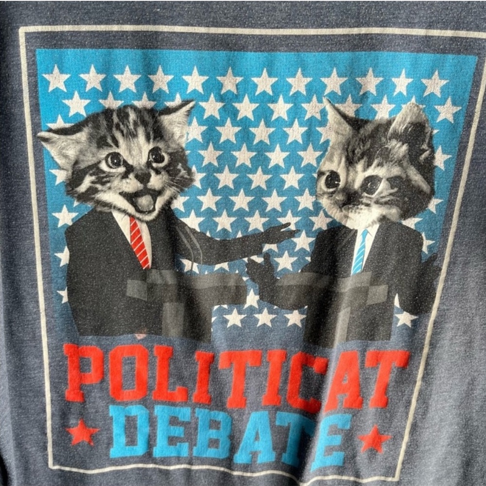 Mad Engine Cat Political Tee Size Large